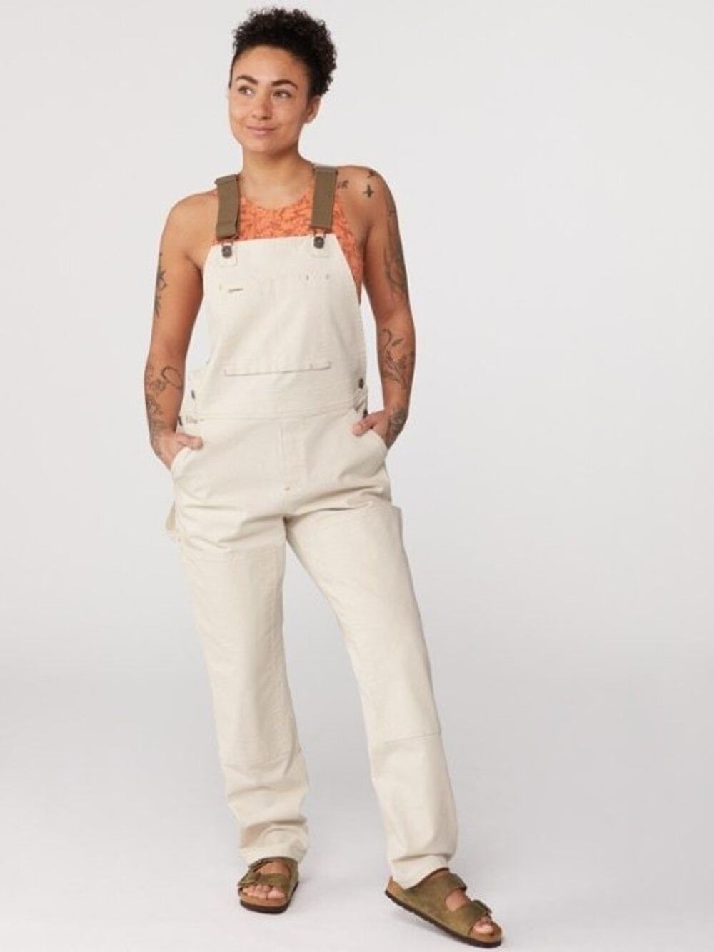 REI Co op Trailsmith Overalls Cream Workwear Utility Womens 14 short cropped
